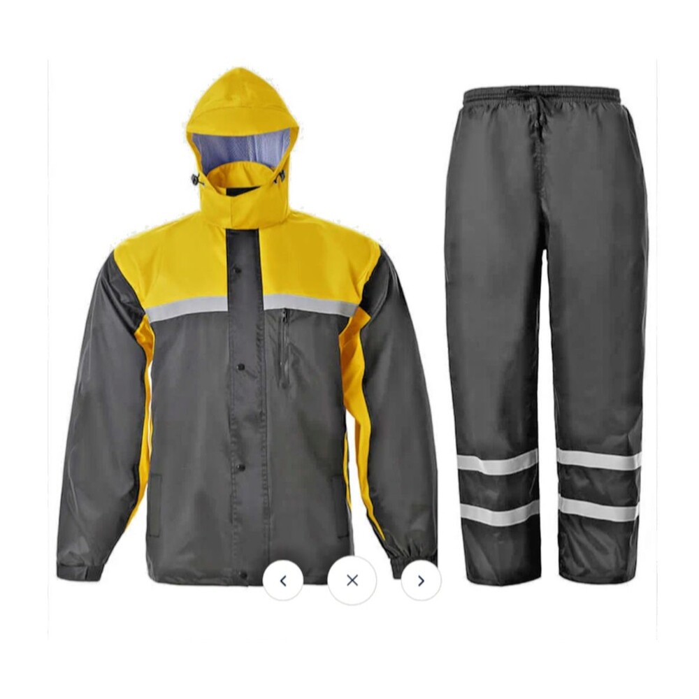 NWOT SaphiRose Mens Rain Suit High Vis Reflective Work Rain Jacket Pants XXL